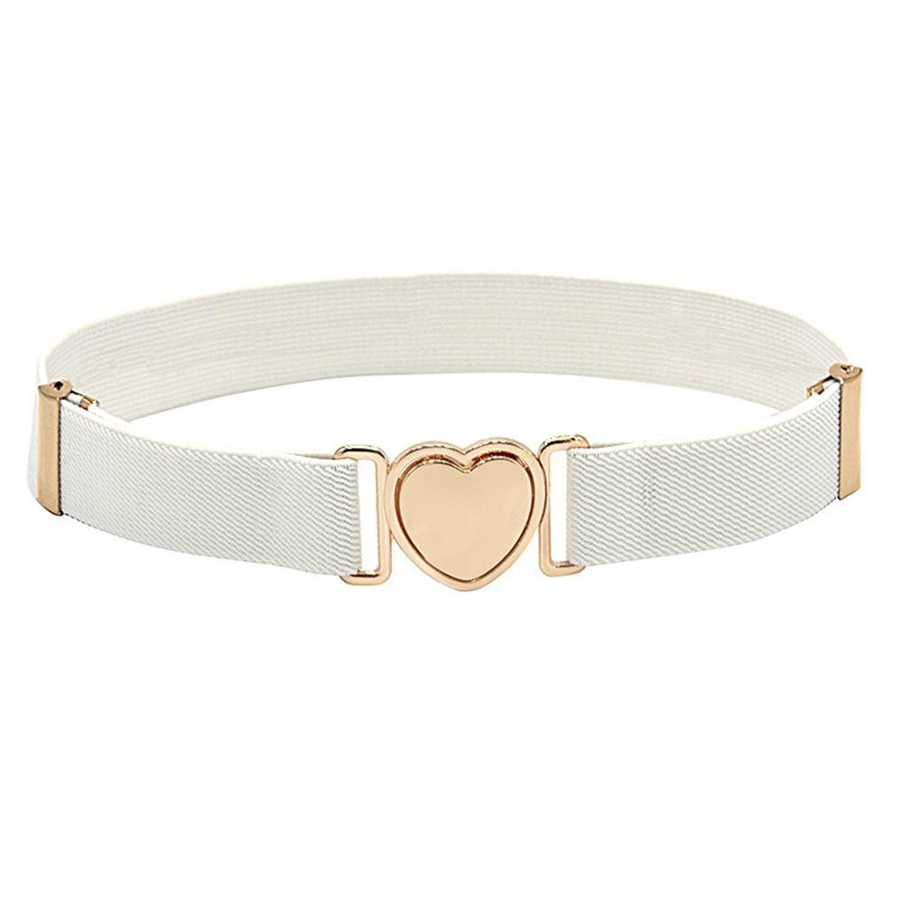 Canvas Girl Solid Color Waist Belt Punch-free Waistband Children Stretch Belts Heart Shape Buckle