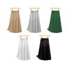 Women Pleated Skirt Elastic High Waist A-Line Long Skirt Solid Color Comfortable Fabric Versatile Skirt Daily Wear