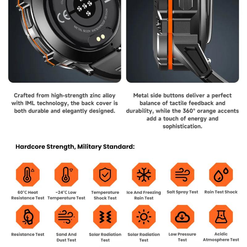 Военные Смарт-часы 1000 мАч Супер Выносливость Звонки по Bluetooth GPS Компас Барометрический Альтиметр Водонепроницаемость 10 АТМ Спортивные Смарт-часы Мужские