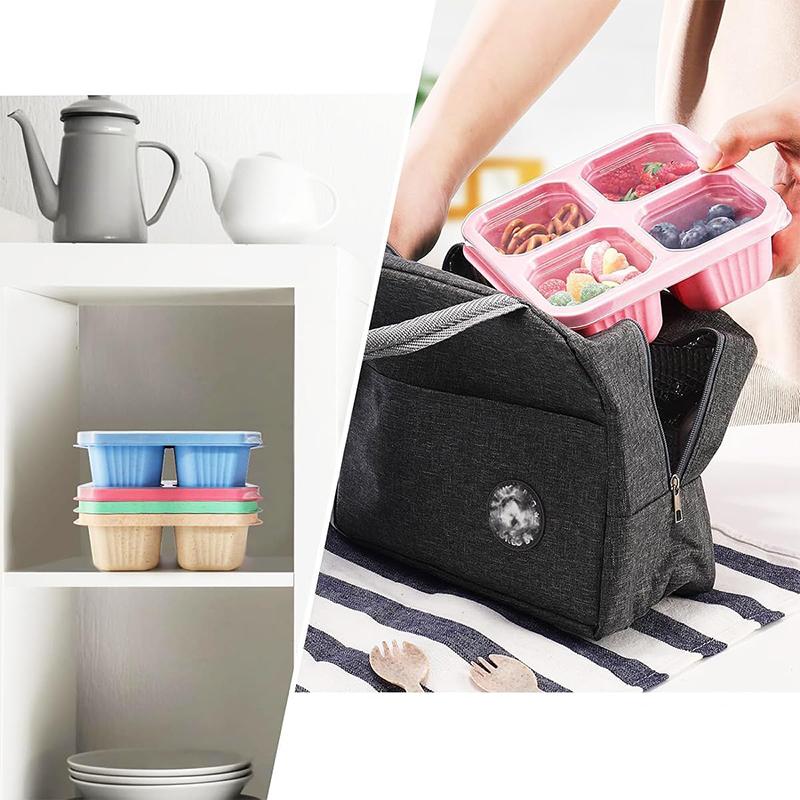 Коробка для закусок с прозрачной крышкой, 4 сетчатые коробки для закусок с отделениями, многоразовые контейнеры для ланча, контейнеры для закусок, контейнеры для хранения продуктов