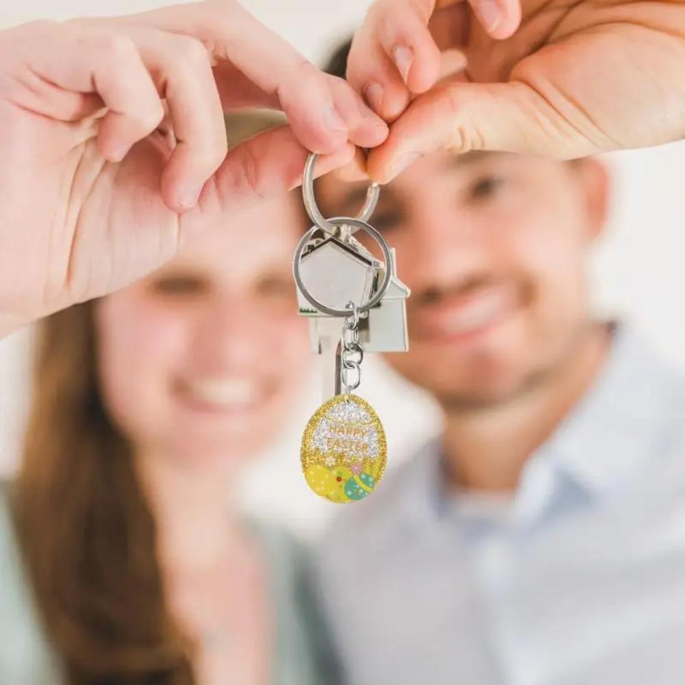 Rabbit Egg Easter Keyring Colorful Eggs Easter Bunny Keyring Easter Egg Keychain Party Favors