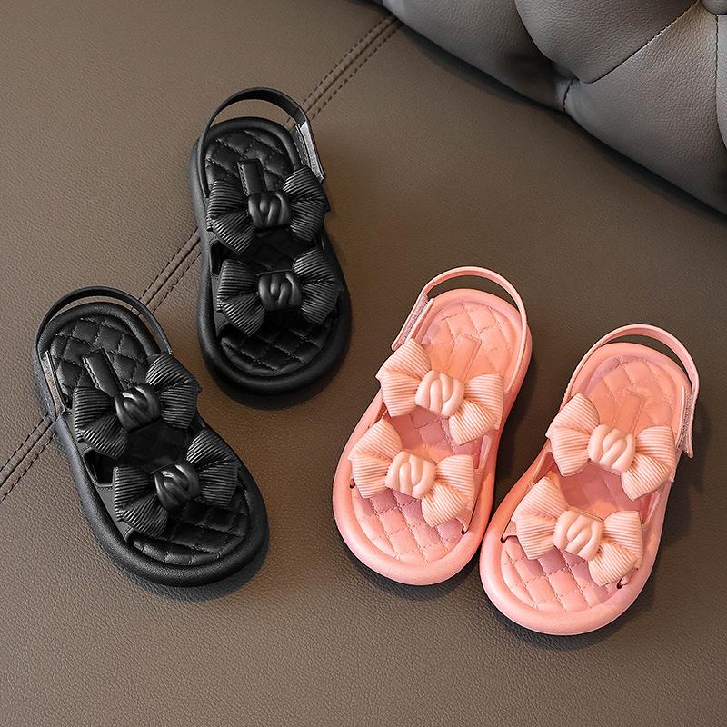 Летние сандалии для девочек, Нескользящая студенческая обувь принцессы с мягкой подошвой, крутая обувь с открытым носком, пляжные сандалии принцессы для маленьких девочек