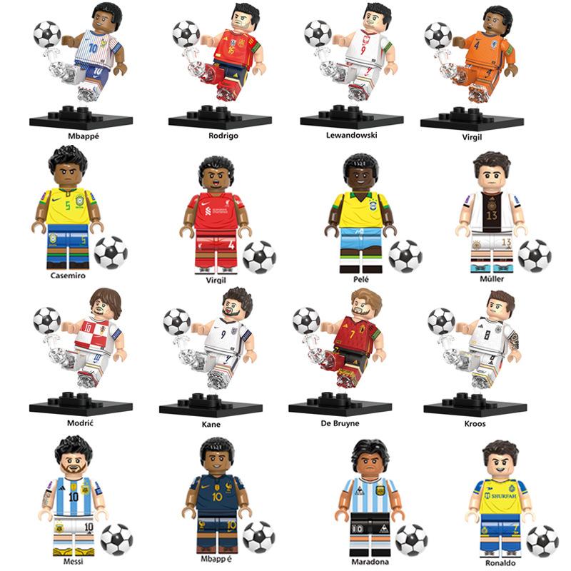 World Cup Football Star Athlete Building Block Doll Toy Children Assemble Model Bag Pyp