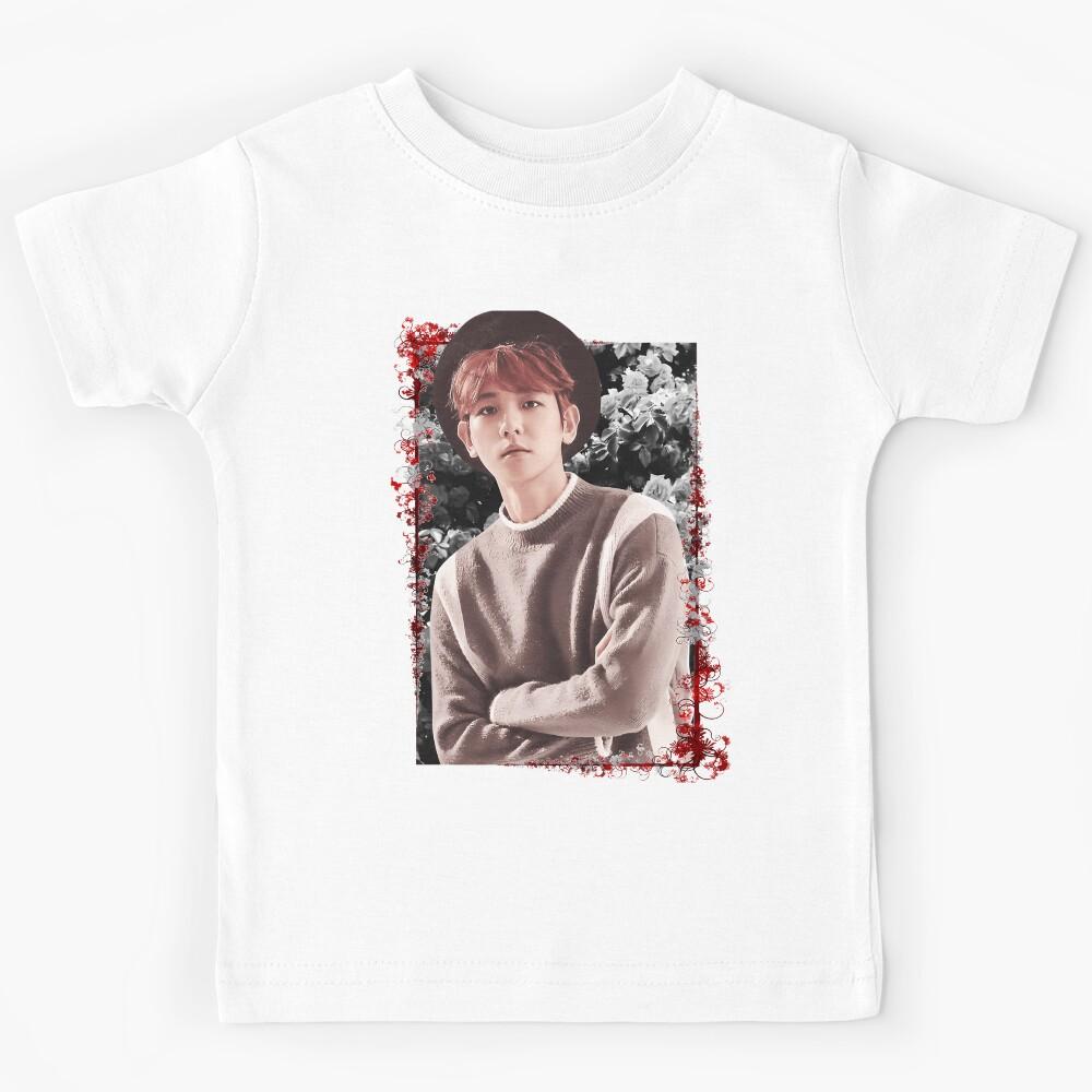 Byun Baek hyun SuperM Baekhyun Korean Kpop Floral Kids T-Shirt