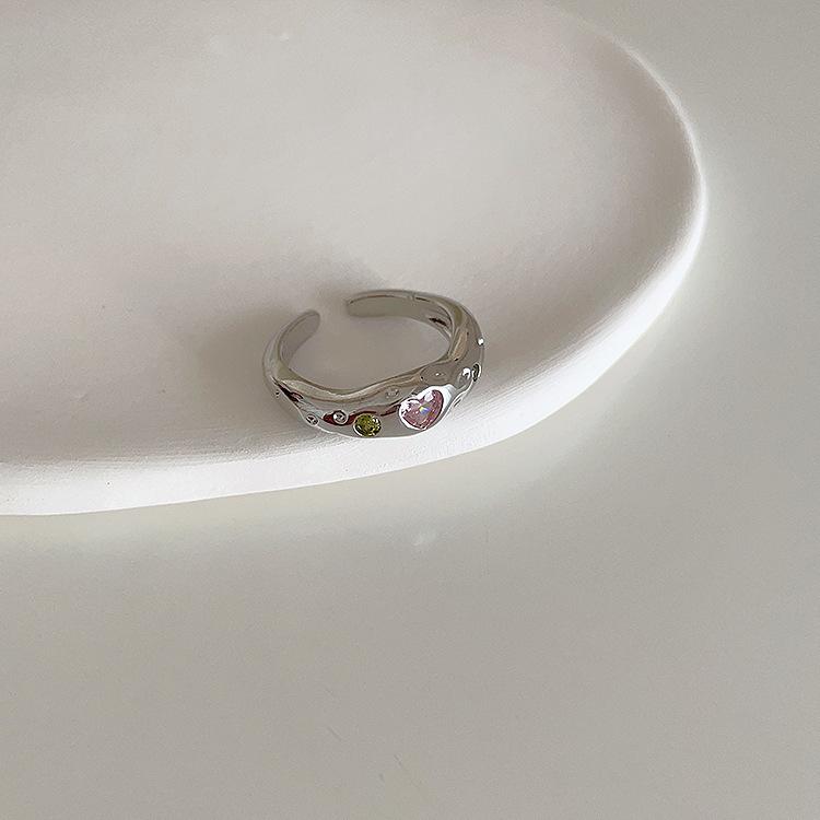 Открытое металлическое кольцо в форме сердца с розовым цирконием для девочек — простой, универсальный и стильный новый дизайн