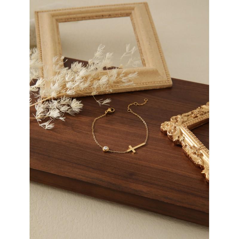 Stainless Steel Layered Circle Bracelet With Gold Plated Beads Adjustable Drawstring Wristband Women Minimalist Fashion