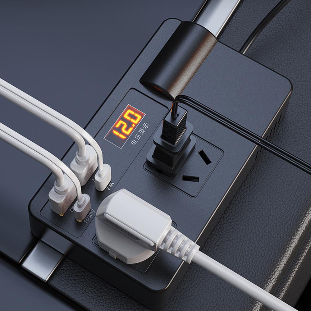 Автомобильный инвертор DC 12V/24V в AC 220V преобразователь ВКЛ/ВЫКЛ USB/PD/Type-C адаптер для зарядки питания X2K9