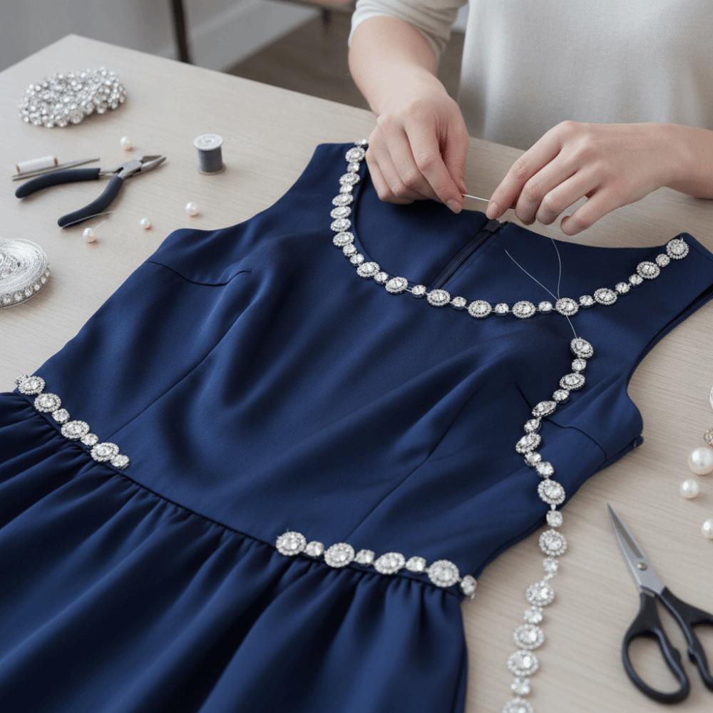 1pcs Metal Chain Base Rhinestone Claw Chain Crystal Applique Trim For Garment Decoration