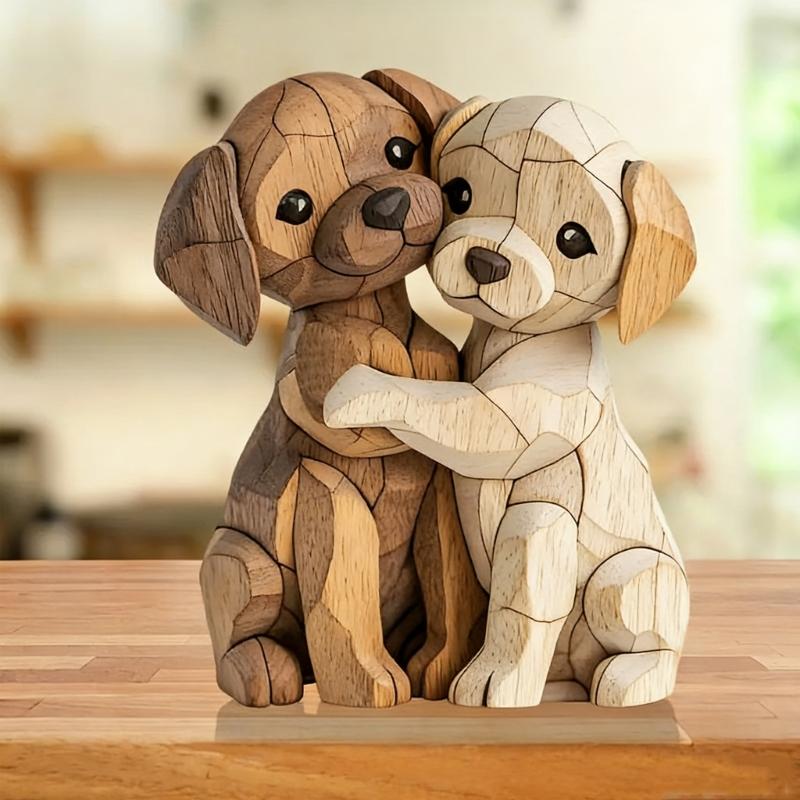 Деревянные фигурки кошек/собак 2D плоские статуэтки собак/кошек Коллекционные предметы Подарок Современный декор для дома Скульптуры животных Декор для дома