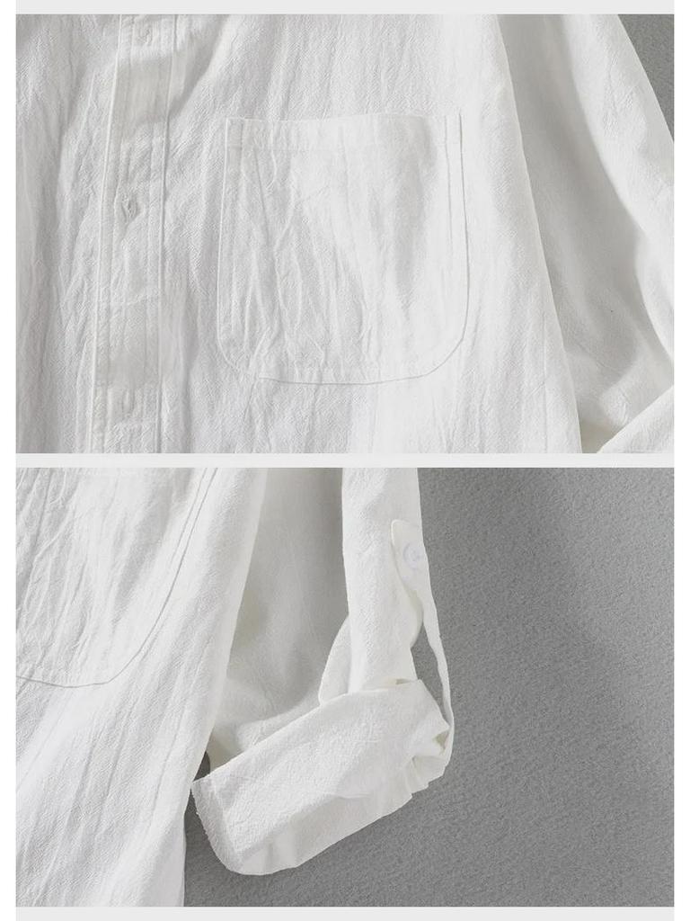 Men's Casual Cotton Linen Short-Sleeve Shirt - Summer Loose Fit Top