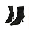 High Heels Women Pointed Toe Leather Ankle Snow Boots Dress Fashtion Sexy Boots Women 2024 Trend New Winter Cozy Chelsea Boots