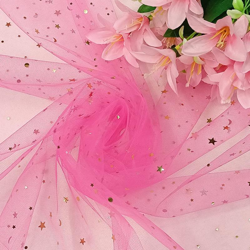 Предварительно нарезанная сетчатая ткань из тюля «Звездная луна» для букетов, юбок для стола и платьев для кукол