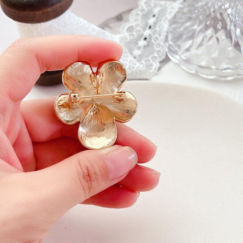 Pinkdudu New French Vintage Court Blue Flower Enamel Brooch 925 Silver Needle Stud Earrings for Women Jewelry PD1010