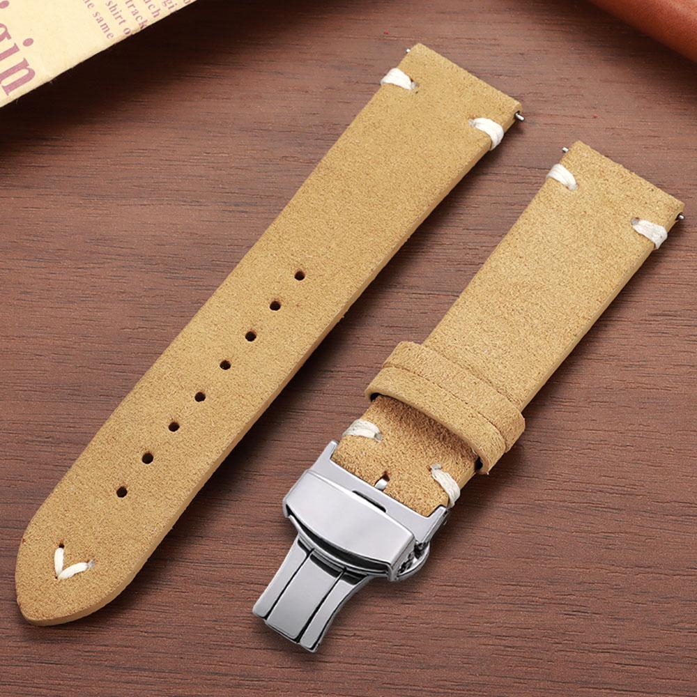 Быстросъемный ремешок для часов из мягкой замши с застежкой-бабочкой, ремешок из телячьей кожи для Seiko 18/20/22 мм для браслетов Huawei Watch Gt3/Gt4