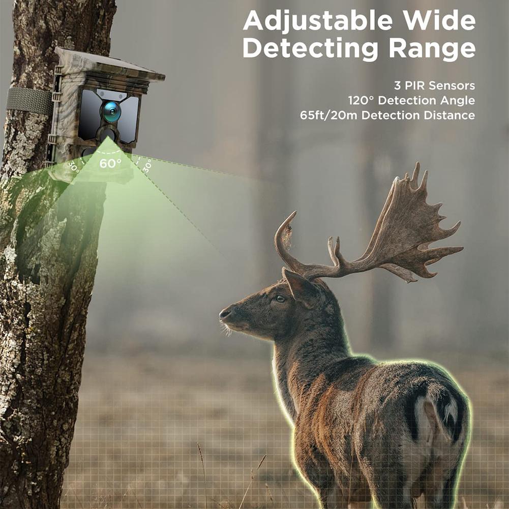 Солнечная камера для слежения 24MP 1080P Солнечная камера для охоты Инфракрасная камера ночного видения для наблюдения за дикой природой Видеорегистратор