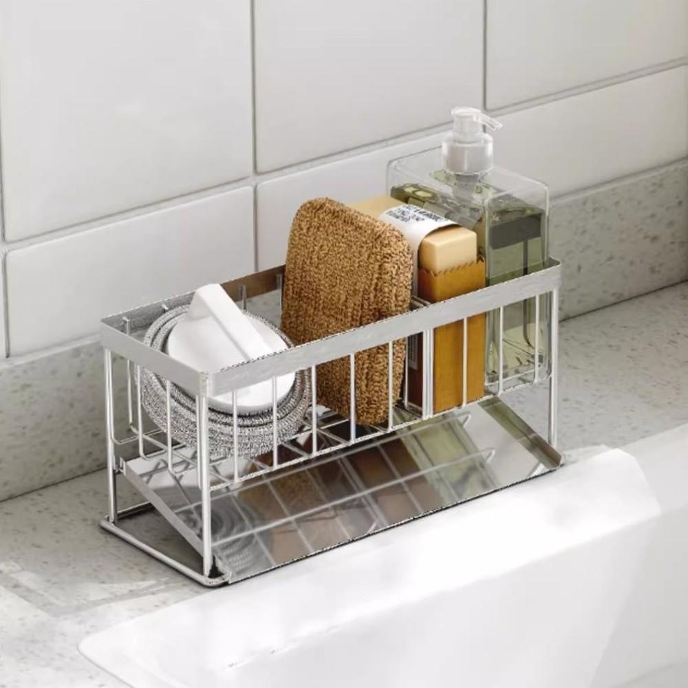 Stainless Steel Sponge Soap Holder Compact Kitchen Sink Organizer  Home