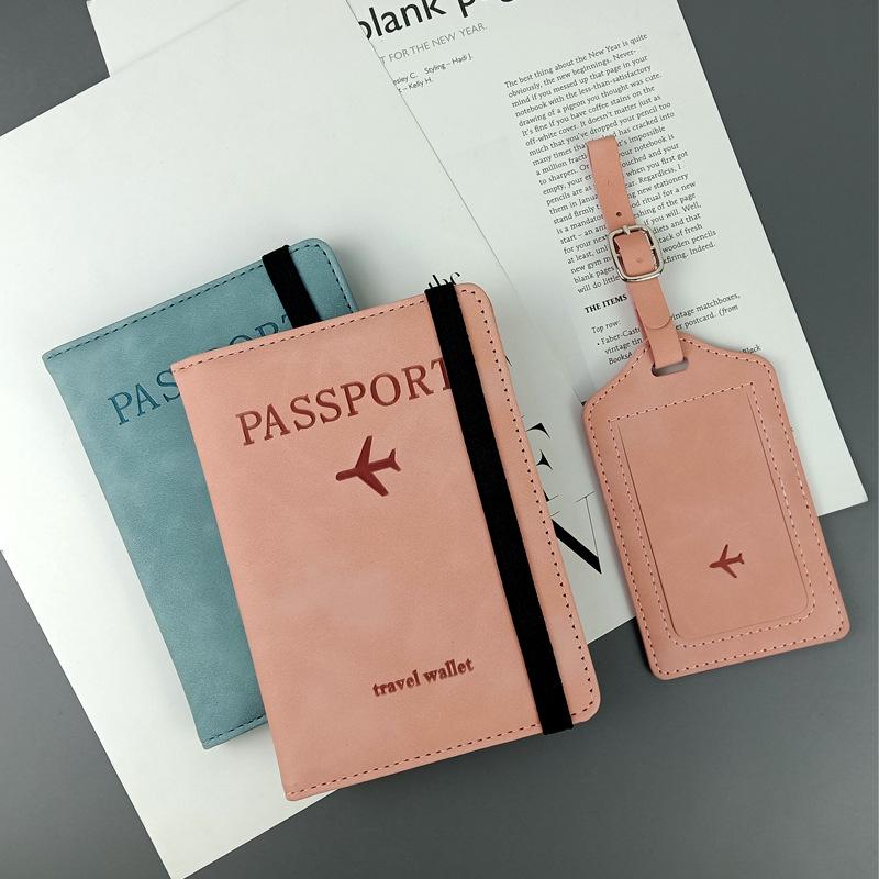 Держатель для паспорта из искусственной кожи с RFID-меткой и багажной биркой с функциями защиты от кражи