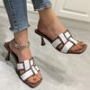 Fashion Women's Low Heel Slippers 2024 Fashion New Open Toe Party Square Toe Sandals High Quality Summer Casual Office
