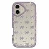 For iPhone 16 Case Epoxy Design TPU+PC Phone Cover with Bowknot Pattern,Rhinestone Decor