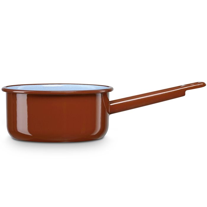 Casserole à Lait, Acier Émaillé 16cm, Bouilloire Poignée 1,4L Induction, Vintage Briebe Terra Marron