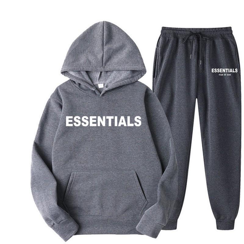 Унисекс флисовый осенне-зимний комплект из двух предметов FOG Essentials с принтом из букв.