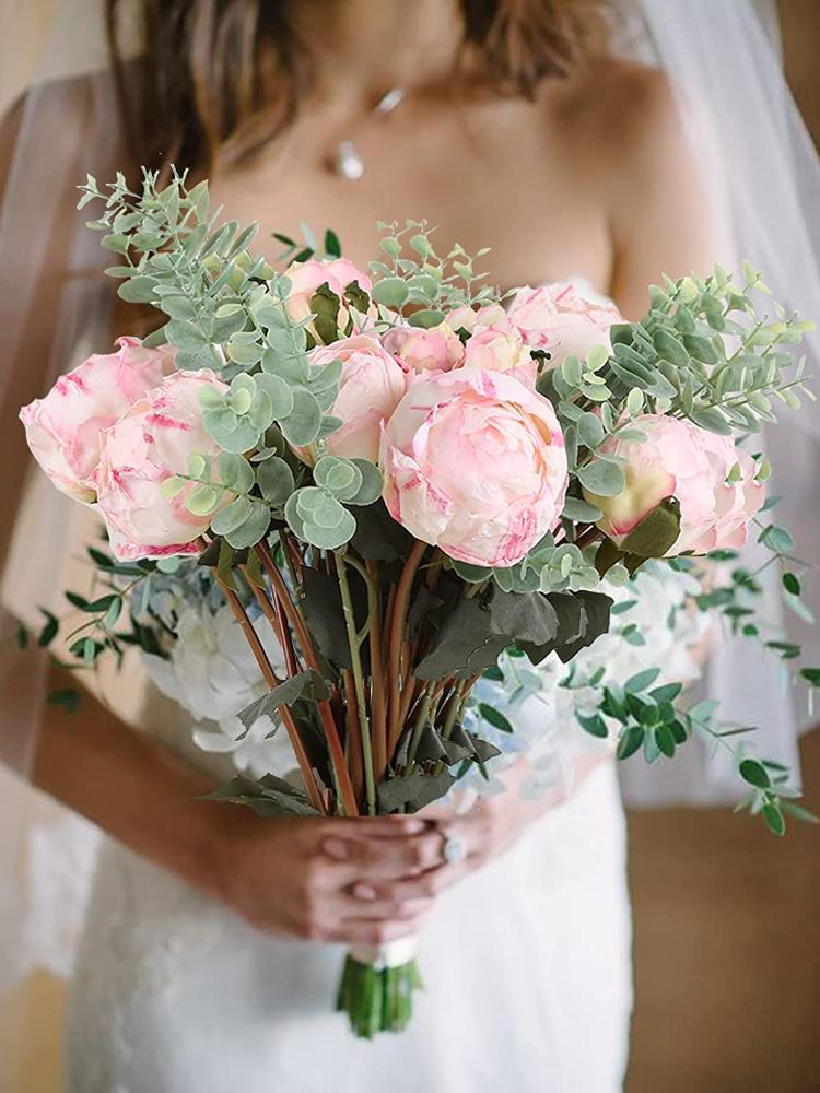 2 букета, винтажные пионы с длинным стеблем, шелковые цветы для свадебного украшения, букет невесты, цветы, поделки, цветочная композиция