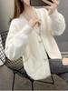 Autumn and winter solid color knitted women's imitation mink fleece cardigan sweater women's new thickened loose coat top
