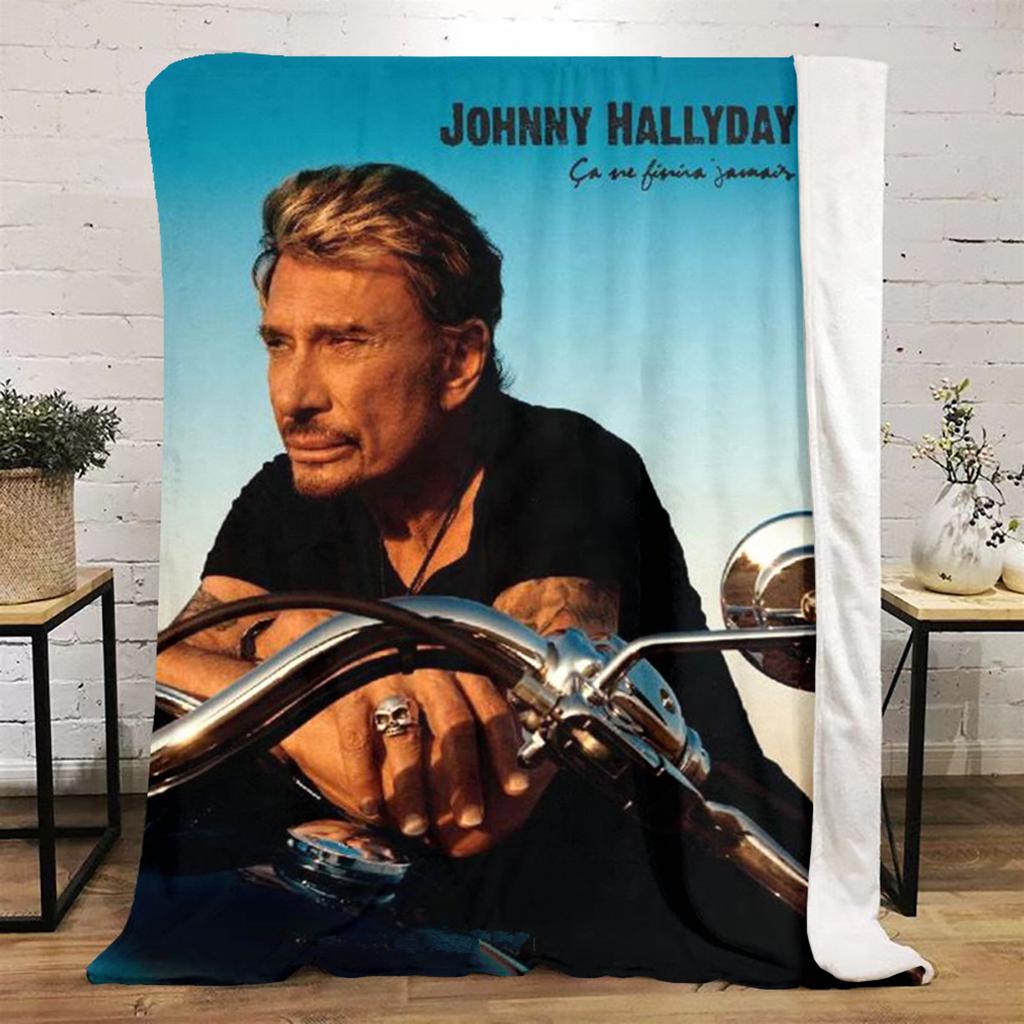 French legendary rock singer and actor Johnny Hallyday blanket soft home furnishing nap decoration four seasons warm Sherpa blanket U1