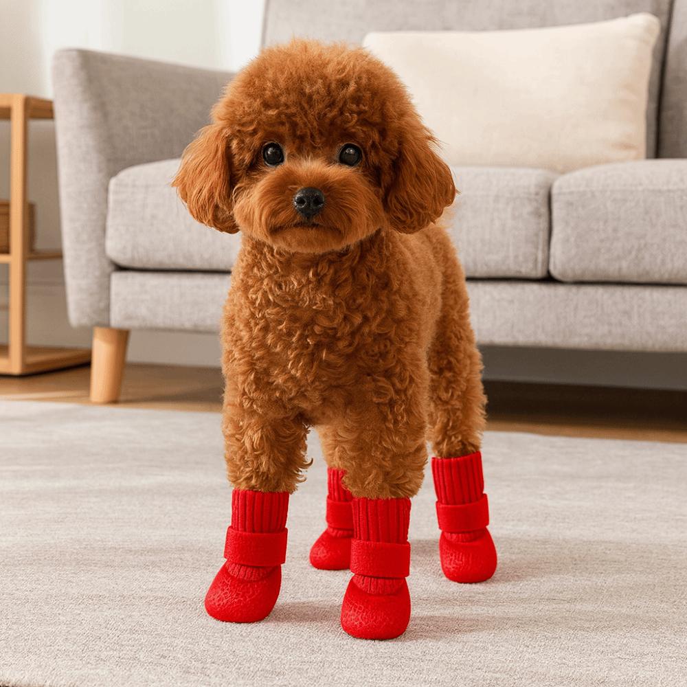 4pcs/set Adjustable Non-Slip Dog Shoes Wear-Resistant Comfortable Waterproof Dog Boots Breathable Pet Paw Protector Walking