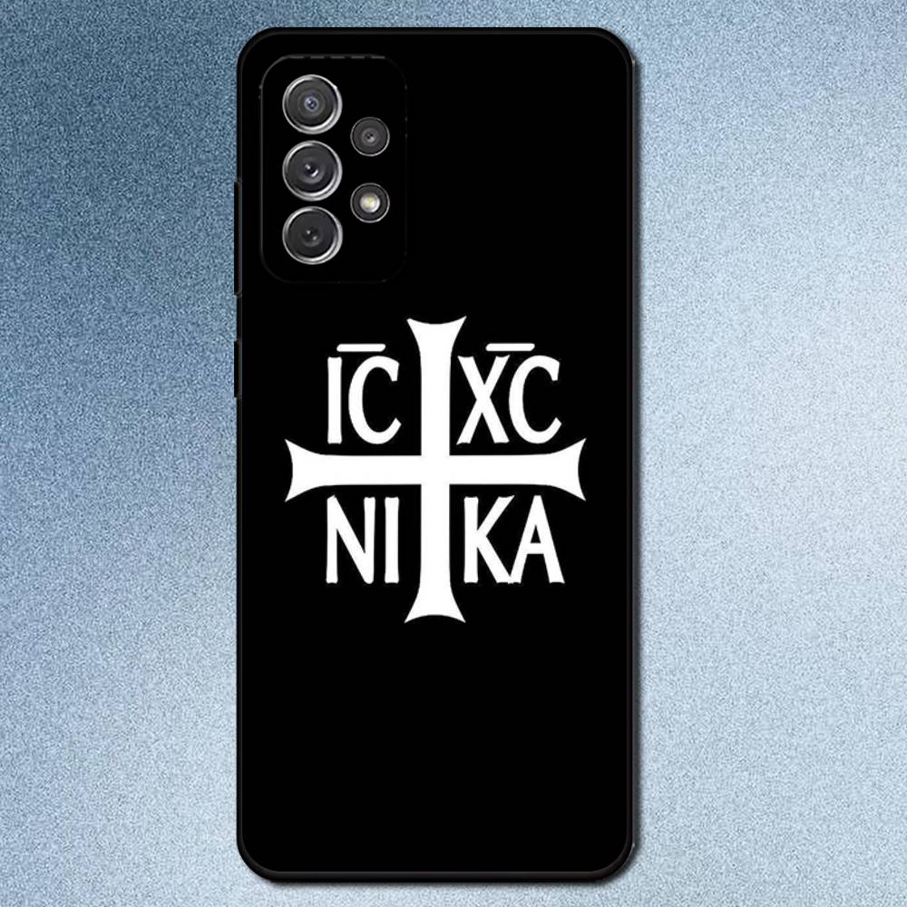 Чехол для телефона с иконкой Православного Креста для Samsung S25, S24, S21, S22, S23, S30, Ultra, S20, Plus, Fe, Lite, Note, 10, 9, 5G Черный Чехол