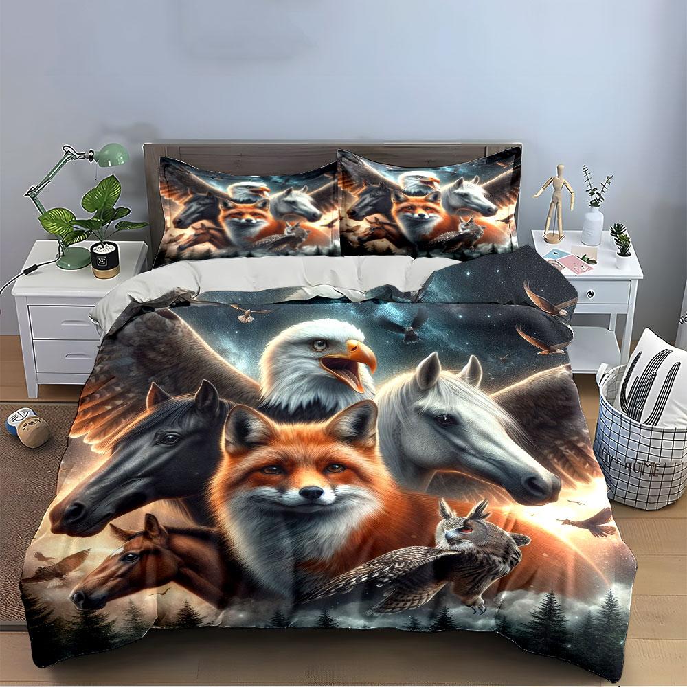 "Wild Animal Spirit Bedding Set" Bedding Duvet Cover Set Duvet Cover Pillowcases (1 * Duvet Cover 2 * Pillowcases, without duvet insert)