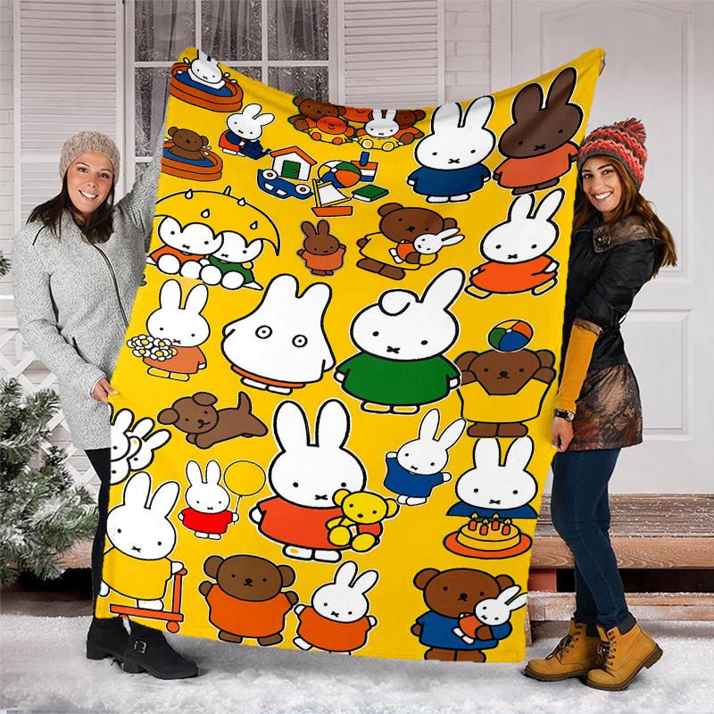 Miffy printed blanket—lightweight,soft,warm;versatile blanket all seasons—perfect as &air-conditioning throw,nap blanket