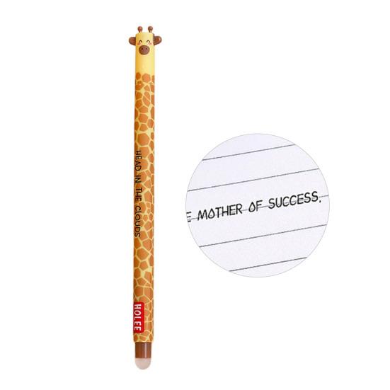 Стирающаяся ручка 0,7 мм с черными чернилами, с мягкой рукояткой, приятной для кожи, с милыми колпачками в виде животных, кнопочный механизм, перезаправляемые ручки, школьные принадлежности