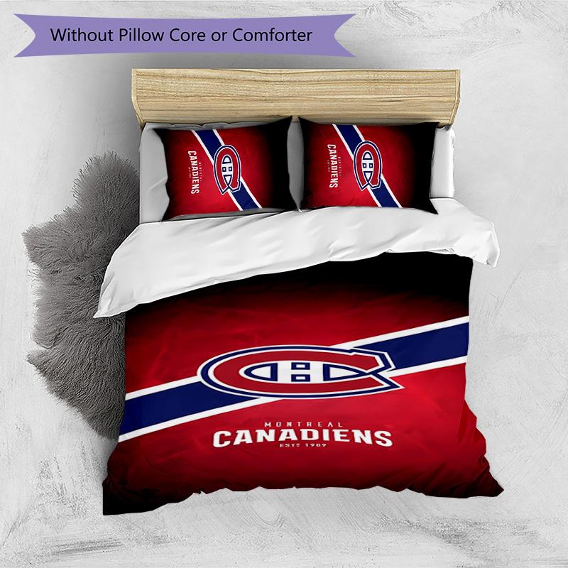 Hockey logo Printed 3PCS Bedding Set Soft Breathable Duvet Cover Pillowcases Set Washable Bedroom Decor Home Gift