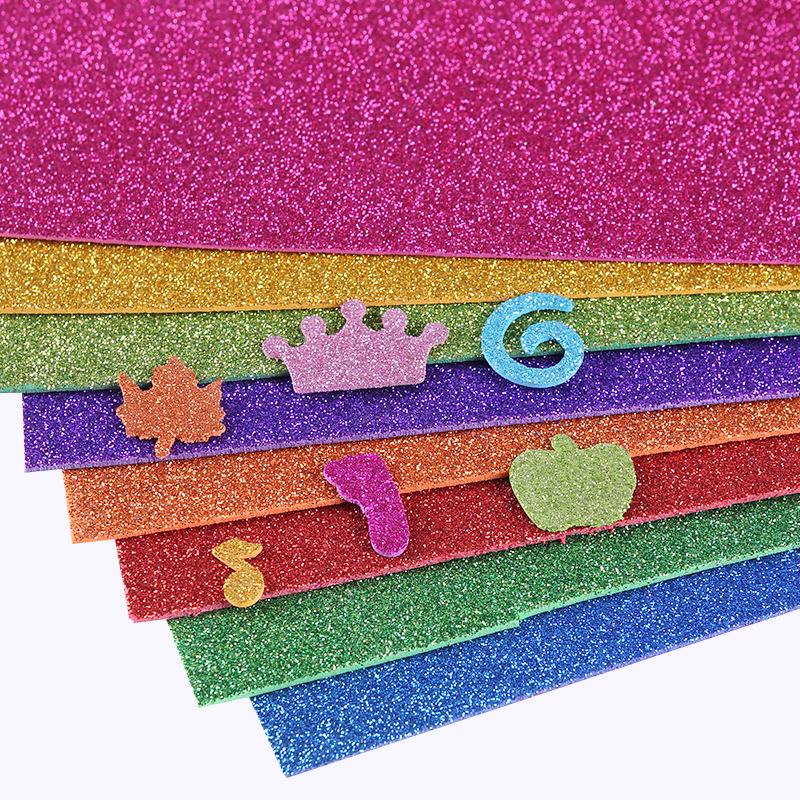 10Pcs/bag 2MM Thick A4 with Powder Sheet Material Glitter Bright Sponge Paper Foam Paper Kindergarten DIY Handmade