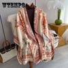 Classic Floral Print Polyester Scarf for Women - Thick Warm Shawl with Short Fringe - Weekend Casual Decorative Wrap - Windproof, Woven Craftsmanship