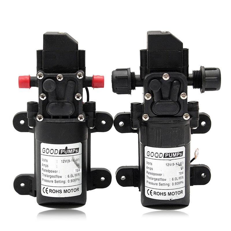 Electric Water Pump Black Micro High Pressure Diaphragm Water Sprayer Car Wash 12 V Adapter Agricultural DC12V 72W 120PSI 5L/MIN