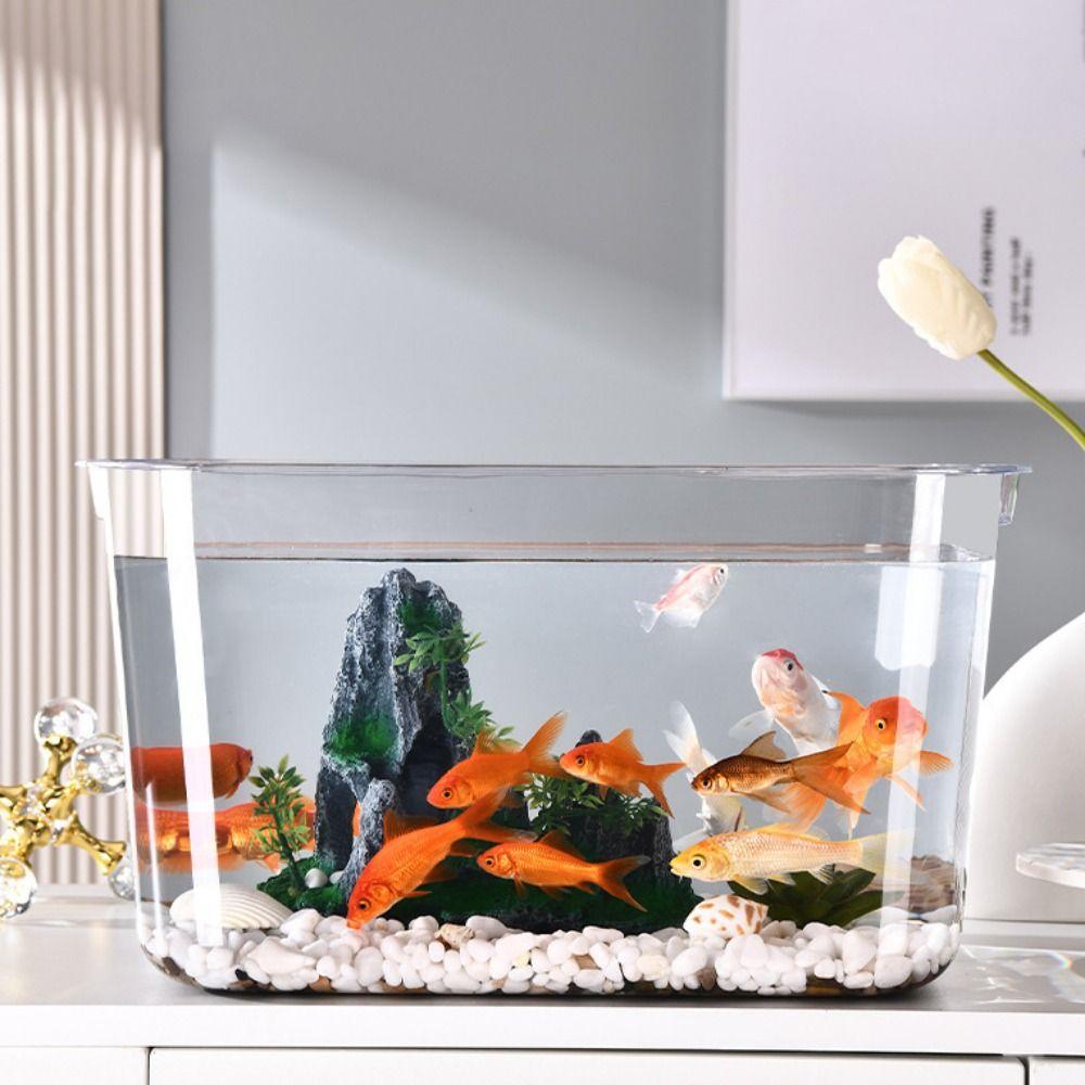 Fall Prevention Desktop Goldfish Bowl PET Tabletop Fish Tank Mobile Small Fish Tank Office