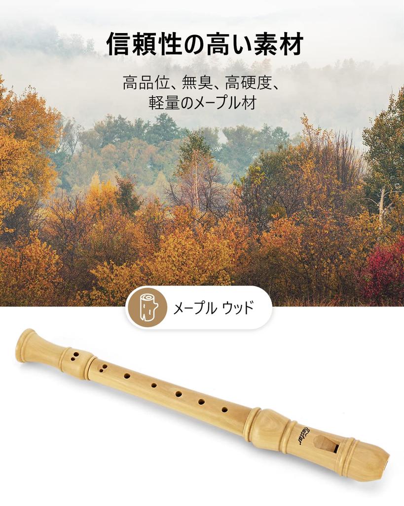 Eastar Soprano Recorder Maple C Tone Elementary School with Case Care Set for Beginners & (German Style) ERS-31M