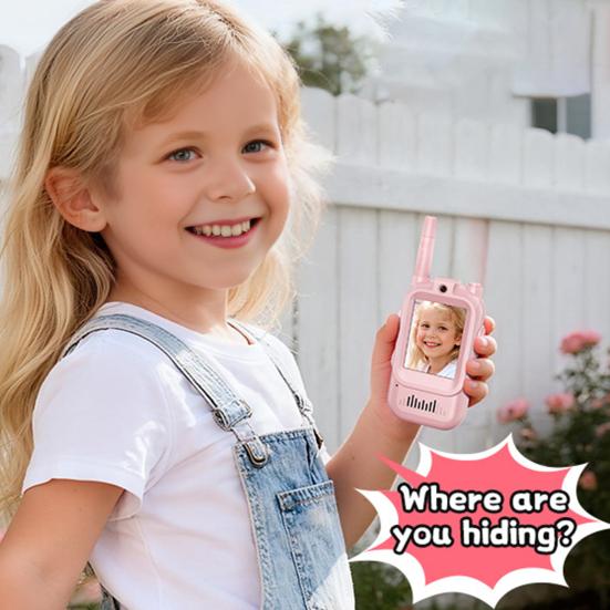 Video Walkie Talkies Toys Rechargeable Play House Toys Adjustable Lanyard Two-Way Video Call Device for Family Role Play & Parent-Child Interaction