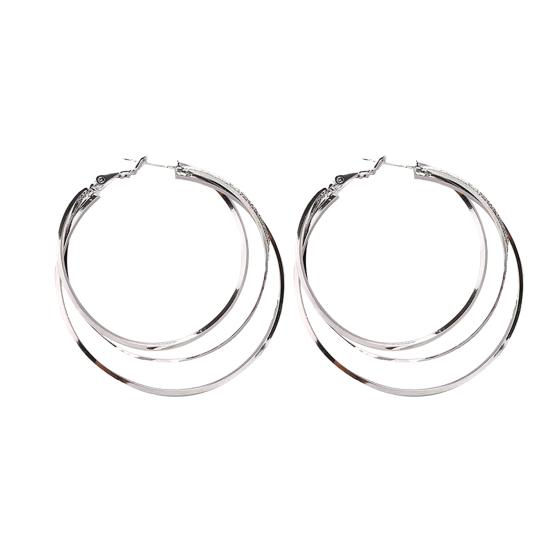 1 Pair Women Earrings Multi-layer Exaggerated Shiny High Polished Temperament Ear Decoration Jewelry Round Large Hoop Earrings Women Gift