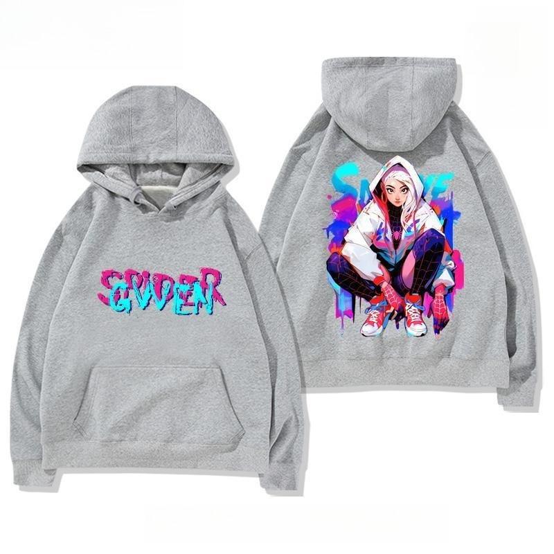 Marvel Authorized Spider-Man Parallel Universe Gwen Anime Printed Hoodie Autumn and Winter Men's and Women's Long Sleeves