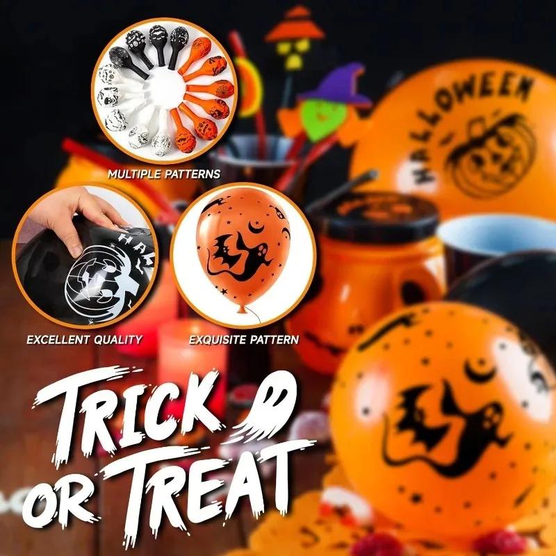 100/10 шт. страшные шары на Хэллоуин, детские игрушки, тыква, скелет, привидение, бар, декоративный шар для вечеринки, черный, оранжевый, латексный шар на Хэллоуин