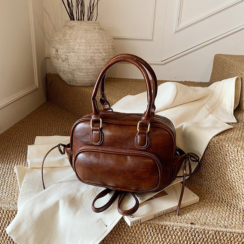 Премиальный рюкзак из жирной кожи в стиле ретро для женщин, новая мода 2025, универсальная сумка для работы, многоцелевая сумка