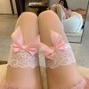 Sweet Bow Streetwear Women's Lovely Lace Bow Thigh High Silk Stockings Sexy Female Contrast Color Over-knee-socks Cosplay