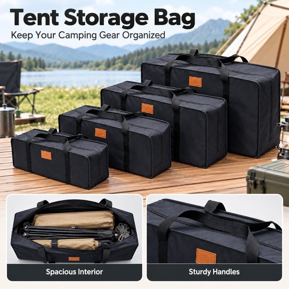 Black Moving Storage Tool Bag 600D Oxford Cloth Tent Storage Bag  Outdoor Supplies