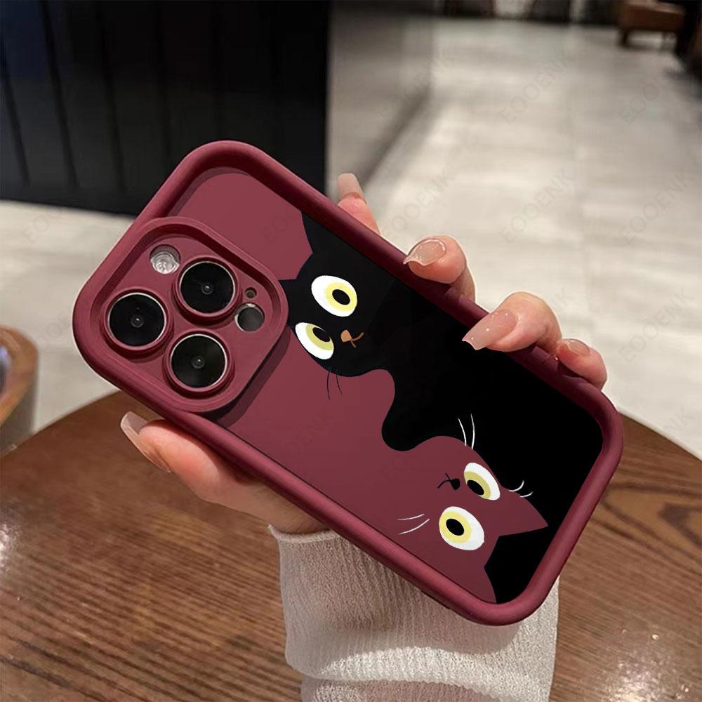 Милый мультяшный кот Мягкий чехол для телефона для iPhone 15 14 13 12 11Pro Max Чехлы iPhone XS Max Mini XR X 7 8 Plus SE Ударопрочный чехол
