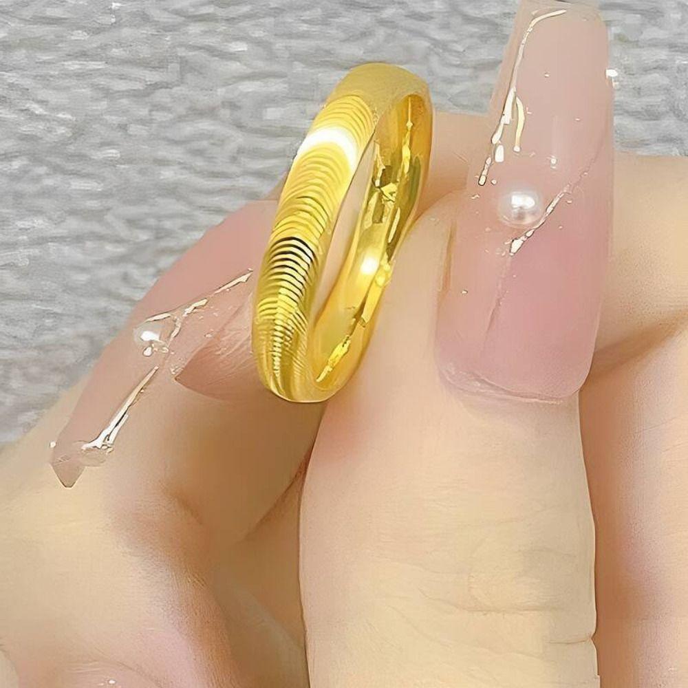 Simple Couple Titanium Steel Ring Light Luxury Valentine's Day Gift Cat's Eye Ripple Ring Girls