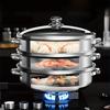 1pc 2/3 Three-layer Stainless Steel Steamer, Thickened Material, Durable And Easy To Wash!
