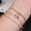Y2K Exquisite Sweet Pink Zircon Bowknot Love Heart Chain Bracelet For Women Girls Party Jewelry Gift Accessories